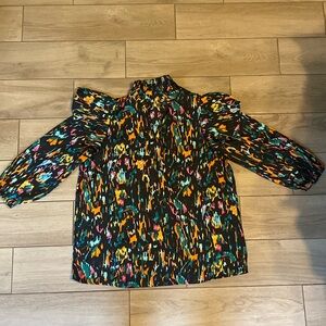 Black/Multi-colored Ruffled Long Sleeve